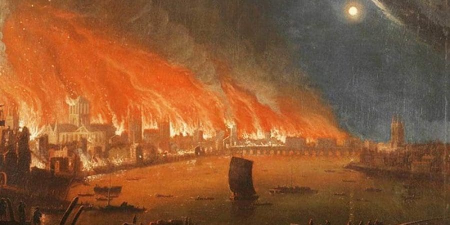 لوحة تجسد حريق لندن عام 1666