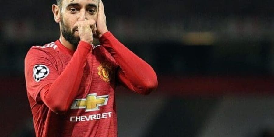 برونو بعد تسجيله للهدف الأول للشياطين الحمر