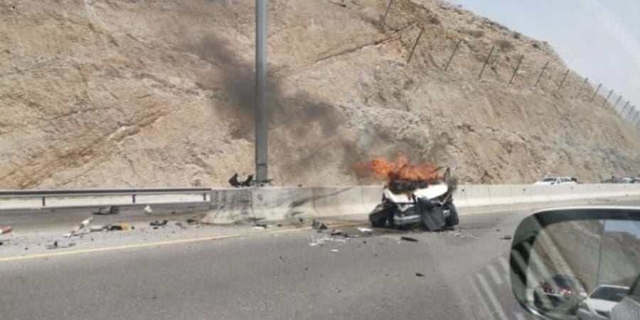 صورة متداولة للحادث المروري الأليم. | مواقع التواصل الاجتماعي