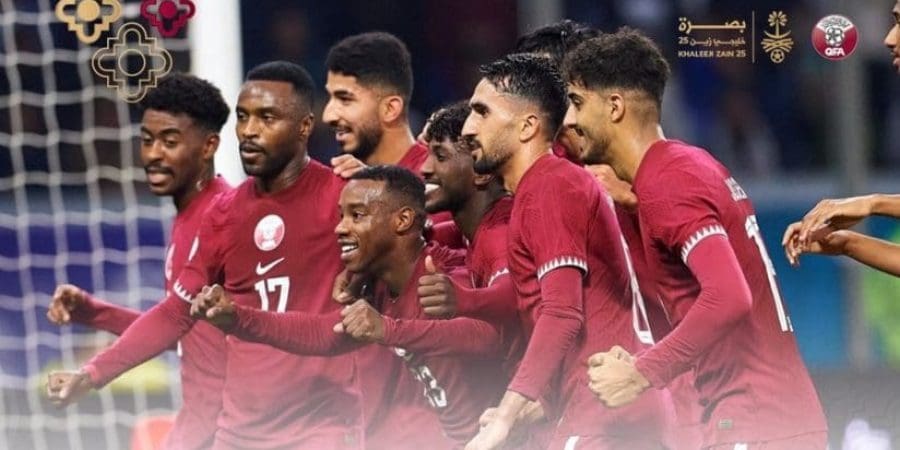 فرحة لاعبي قطر بالهدف الثاني