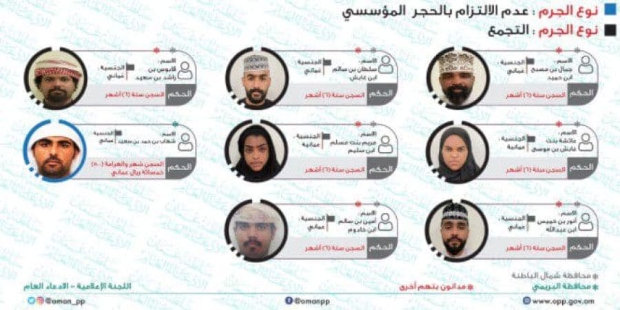 صدرت بحقهم أحكام تراوحت بين السجن 6 أشهر والغرامة