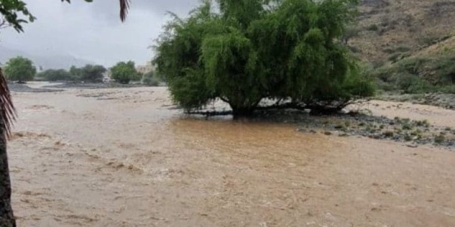 عددٌ من ولايات محافظة جنوب الباطنة يشهد هطول أمطار غزيرة