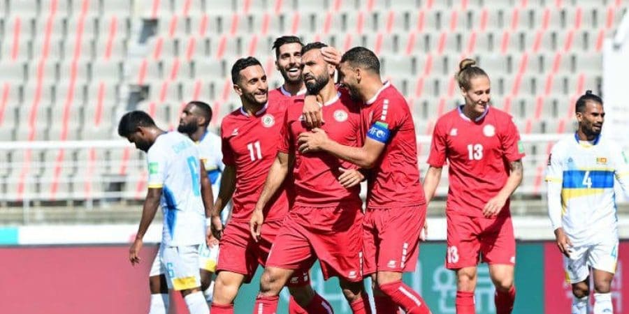 فرحة لاعبي لبنان بلهدف الأول