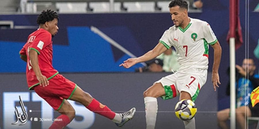 جانب من مباراة عُمان والمغرب في كأس العرب
